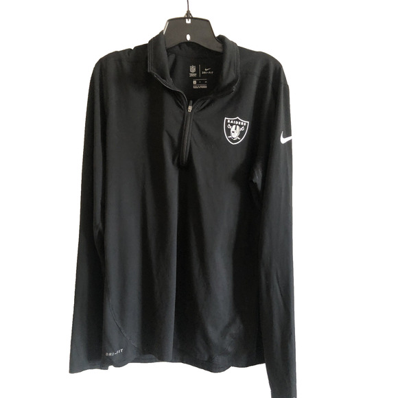 Nike Las Vegas Raiders Football Long Sleeve Jacket Black Small Woman’s Dri-Fit - Picture 1 of 5